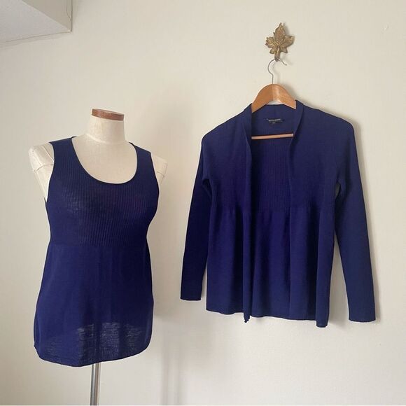 Eileen Fisher blue Cardigan Set Petite Small preowned office wear - Picture 1 of 7